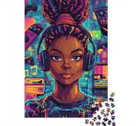 1000pcs Mini Puzzle for Family Girl Headphone Music Present | 52x38cm Cardboard Home Decor Durable Structure Friend Gift Stress Relief