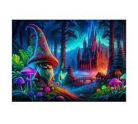 1000pcs Mini Puzzle for Family Gnome Castle Mushroom Challenging | 70x50cm Cardboard Living Room Decor Durable Structure Gathering Gift Mind Relaxation