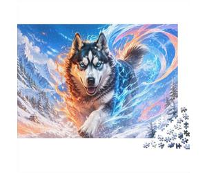 1000pcs Mini Puzzle for Family Husky Fire Ice Present