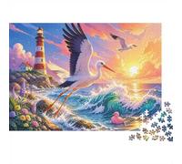 1000pcs Mini Puzzle For Family Lighthouse Bird Ocean Present | 38x26cm Cardboard Living Room Decor Durable Structure Friend Gift Mind Relaxation