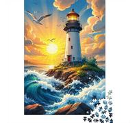 1000pcs Mini Puzzle for Family Lighthouse Ocean Sunset Present