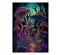 1000pcs Mini Puzzle for Family Mushroom Forest Fantasy | 52x38cm Cardboard Home Decor Durable Structure Birthday Gift Stress Relief