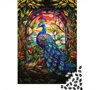 1000pcs Mini Puzzle for Family Peacock Window Nature Challenging | 70x50cm Cardboard Living Room Decor Durable Structure Birthday Gift Mind Relaxation