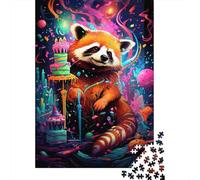 1000pcs Mini Puzzle for Family Raccoon Cake Party Present | 52x38cm Cardboard Home Decor Durable Structure Friend Gift Stress Relief