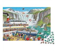 1000pcs Mini Puzzle For Family Ship Waterfall Crowd Challenging | 38x26cm Cardboard Living Room Decor Durable Structure Friend Gift Brain Training
