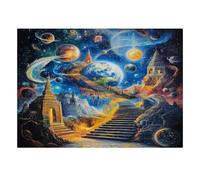 1000pcs Mini Puzzle for Family Temple Space Stairway Present | 52x38cm Cardboard Home Decor Durable Structure Friend Gift Stress Relief
