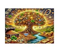 1000pcs Mini Puzzle for Family Treasure Tree Gold | 38x26cm Cardboard Home Decor Durable Structure Birthday Gift Mind Relaxation