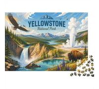 1000pcs Mini Puzzle for Family Waterfall Eagle Bison Challenging