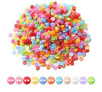 1000Pcs Mixed Color Mini Buttons for Crafts, 6mm/0.24in Very Tiny and Small Size Round Resin Buttons 2 Hole Mini Sewing Decorative Button for Shirt Blouse DIY Handmade Craft Art Sewing