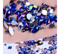 1000pcs Mixed Sizes AB Craft Gemstone Flatback Acrylic Rhinestones Face Gems Jewels for DIY Costume Making Cosplay Clothes Nail Crafting Embellishments Gems Decorations (10 Dark Blue AB)