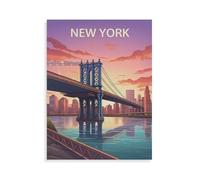 1000Pcs，New York Vintage Travel Posters，Jigsaw Adult Decompression Game Puzzle Students Toy for Children Christmas Birthday Gifts（26x38CM）-AE100