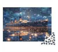 1000pcs Night Ship Puzzle for Adults paper Material Educational Ocean Liner Jigsaw Wall Decor Mind Challenge Gift 38x26cm/1000pcs