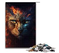 1000pcs Piece Puzzle Educational Games Paint Fire Cat Face Jigsaw Puzzles for Adults Wooden Jigsaw For Family Fun Game Night 75x50cm