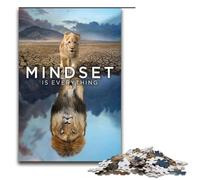 1000pcs Piece Puzzles Mindset Is Everything Lion Jigsaw for Adults Wood Family Game 75x50cm