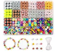 1000PCS Polymer Clay Beads for Bracelet Making, 24 Style Sports Charms in aseball Basketball Soccer Football Rugby Volleyball, DIY Jewelry Making Supplies Kit