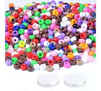 1000PCS Pony Beads Bulk,20 Colors 6×9mm Pony Beads Plastic Hair Beads with Big Holes for Crafting Bracelet Jewellery Making