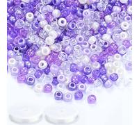 1000PCS Pony Beads Bulk,6×9mm Purple Multicolored Glitter Pony Beads Plastic Hair Beads with Big Holes for Crafting Bracelet Jewellery Making