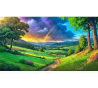 1000pcs Rainbow Over A Lush Green Landscape Colorful Artwork Unique Birthday Present Educational Gift Home Decor Puzzle Entertainment Toys Intellectual Game