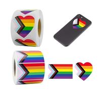 1000pcs Rainbow Pride Stickers - 500 Heart and 500 Flag Self-Adhesive Stickers - Waterproof LGBTQ-Inspired Vinyl Labels for Gift Wrapping, Cards, Bottles, Events, and Decorations