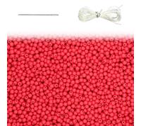 1000Pcs Red Acrylic Round Beads, Smooth Plastic Spacer Beads Set with Beading Needle and 13Ft Elastic String Cord for Jewelry Making Bracelets Necklace Earring DIY Crafting Supplies - 6mm