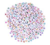1000pcs Round Letter Beads for Bracelets, 5 Styles Acrylic | Colorful Alphabet Charms, Peach Heart Accents, Jewelry Crafting Kit