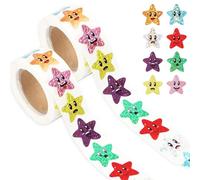 1000pcs Shiny Star Smile Stickers, Self Adhesive Shiny Reward Smile Stickers for Children Students Teachers Classroom,Glitter Smiling Face Stickers Roll Package Decoration Kids Reward Stickers
