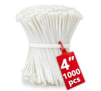 1000pcs Small White Zip Ties 4 Inch, Mini Cable Ties Tiny Zipties 4 In Micro Self Locking Plastic Clear Tie Wraps Thin Wire Ties for Cable Management