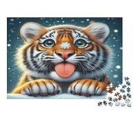 1000pcs Snow Tiger Jigsaw for Adults Paper Puzzle Big Cat Animal Theme Educational Brain Training Home Decor 52x38cm/1000pcs