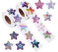 1000pcs Star Stickers Set, Holographisch, Chrome Finish, Space Style, Star Pattern, Waterproof, Indoor Use, Reward Chart Stickers for Children, Teachers, Classroom