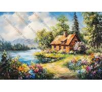 1000pcs Summer Old Wooden House by The River with Blooming Flowers and Lush Trees Puzzles for Adults, Impossible Hard Difficult Challenging Jigsaw