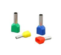 1000Pcs TE0508 TE1508 TE7508 Double Pipe Twin Cord Electrical Wire Insulated Ferrules Crimp Terminal Block Connector Terminator(TE 7508,Brown)