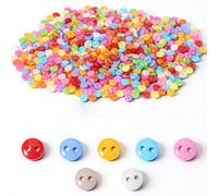 1000PCS Tiny Buttons, 6mm Round 2-Hole Resin Buttons, Mixed Color Small Sewing Button, Mini Button for Crafts DIY Projects, Decorative