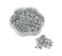 1000PCS Transparent Rhinestones, Flatback Crystal Rhinestones Round Shiny Nail Art Decorative for Clothes Shoes Crafts Nail (JM201 White AB)