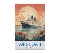 1000Pcs,Vintage-Poster auf Leinwand, langes kalifornisches Strandboot,Jigsaw Adult Decompression Game Puzzle Studenten Spielzeug Für Kinder Weihnachten Geburtstagsgeschenke(38x26cm)-E53