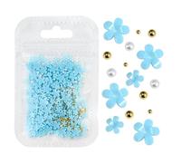 1000Pcs White Pink Blossom Spring Acrylic Flower Nail Rhinestones Mixed Pearl Beads 3D Floral Nail Gems White Resin Parts(ZCF149-2)