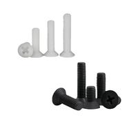 1000pcs Wholesale M2 M2.5 M3 M4 Black White Nylon Flat Head Machine Screw Cross Metric Plastic Thread Countersunk Bolt(Black,6MM_M2)