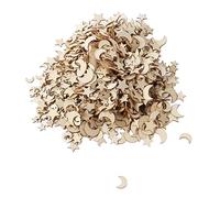 1000pcs Wood Moon Star Cutout Slices,Unfinished Star and Moon Shape Wood Cutouts Mini Blank Wooden Craft Ornaments for Christmas Wedding Party Scrapbook Hat Shoes Decoration