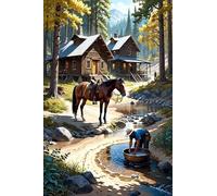 1000pcs Wooden Jigsaw Puzzle Group of Old Country Western Real Cowboys Cabin Family Unzip Game Sturdy Tight Fitting Pieces Kids Gift Mother's Day Home Decoration.