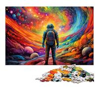 1000Piece Jigsaw Astronaut Standing on Colorful Galaxy Puzzles Wooden Puzzles Educational Games Home Decoration 1000 PCS(75x50cm)