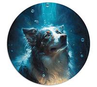 1000Piece Jigsaw Border Collie Dog Round Puzzle for Adults and Kids Cardboard puzzles Fun Puzzles Games (size 67.5x67.5cm)