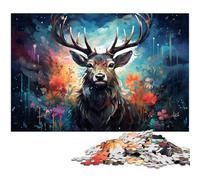 1000Piece Jigsaw Color Sika Deer Puzzles Wooden Puzzles Educational Games Home Decoration 1000 PCS(75x50cm)