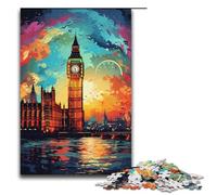 1000Piece Jigsaw Colorful And Psychedelic Big Ben And London Eye Jigsaw Puzzles Wooden Puzzles Educational Games Home Decoration 1000 PCS(38x26cm)