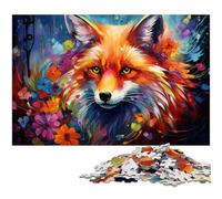1000Piece Jigsaw Colorful Psychedelic Art Fox Puzzles Wooden Puzzles Educational Games Home Decoration 1000 PCS(75x50cm)