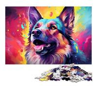 1000Piece Jigsaw Colorful Psychedelic German Shepherd Puzzles Paper Puzzles Educational Games Home Decoration 1000 PCS(38x26cm)
