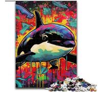 1000Piece Jigsaw Graffiti Painting Whale Jigsaw Puzzle 1000Pieces for Birthdays, Holidays, Space Party Decorations (Size 50x75 cm)