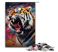1000Piece Jigsaw Psychedelic Animal Tiger Jigsaw Puzzles Wooden Puzzles Educational Games Home Decoration 1000 PCS(75x50cm)
