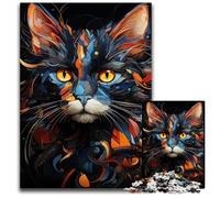 1000Piece Jigsaw Puzzle Abstract Cat Vivid Colors Wooden Jigsaw for Teenagers Couples And Friends for Birthdays Christmas 1000 PCS(75x50cm)