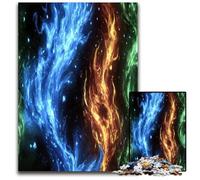 1000Piece Jigsaw Puzzle Abstract Fire Flames Wooden Jigsaw Puzzles for Adults Perfect for Christmas Halloween Easter New Year 1000 PCS(75x50cm)