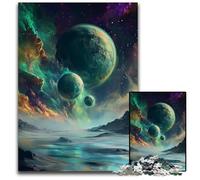 1000Piece Jigsaw Puzzle Alien Planet Landscape Wooden Jigsaw Puzzles for Adults Perfect for Christmas Halloween Easter New Year 1000 PCS(75x50cm)