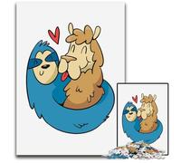 1000Piece Jigsaw Puzzle Alpaca Sloth Lover Wooden Jigsaw Puzzles for Adults Perfect for Christmas Halloween Easter New Year 1000 PCS(75x50cm)